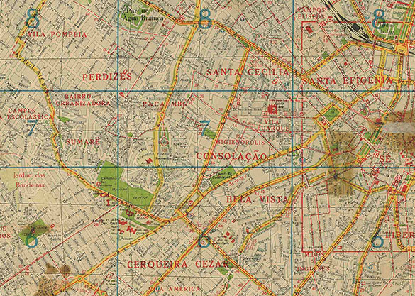 São Paulo, Projeção hiperboloid com rêde kilométrica em (1952)